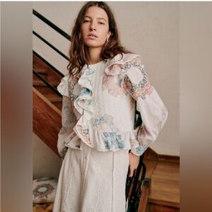 RARE Sezane X Sea NY Axel Blouse Jacket Quin Patchwork